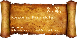 Korponai Mirandola névjegykártya